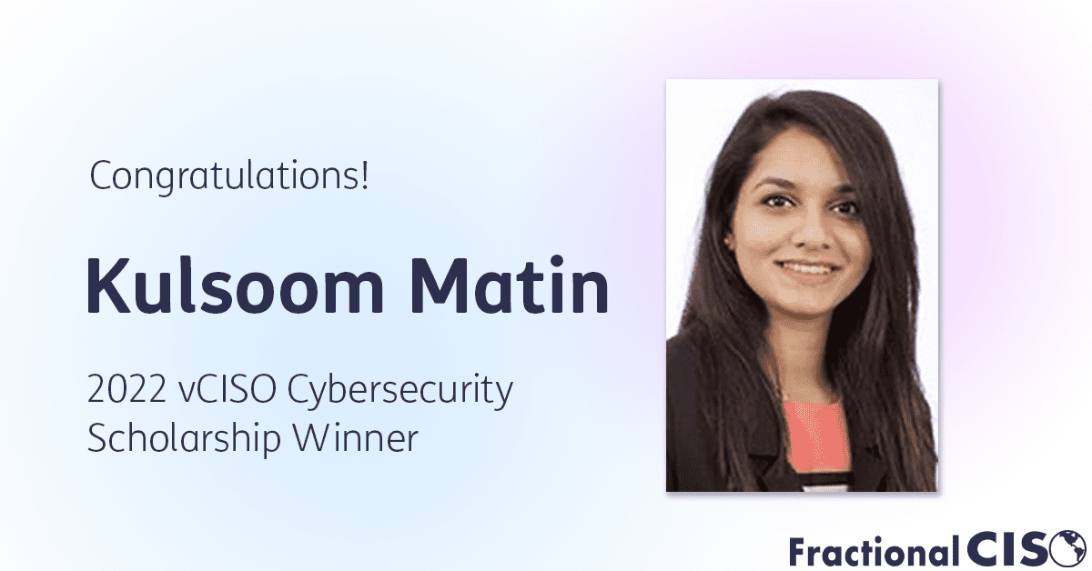 Banner with a picture of Kulsoom and the text "Congratulations to Kulsoom Matin!"