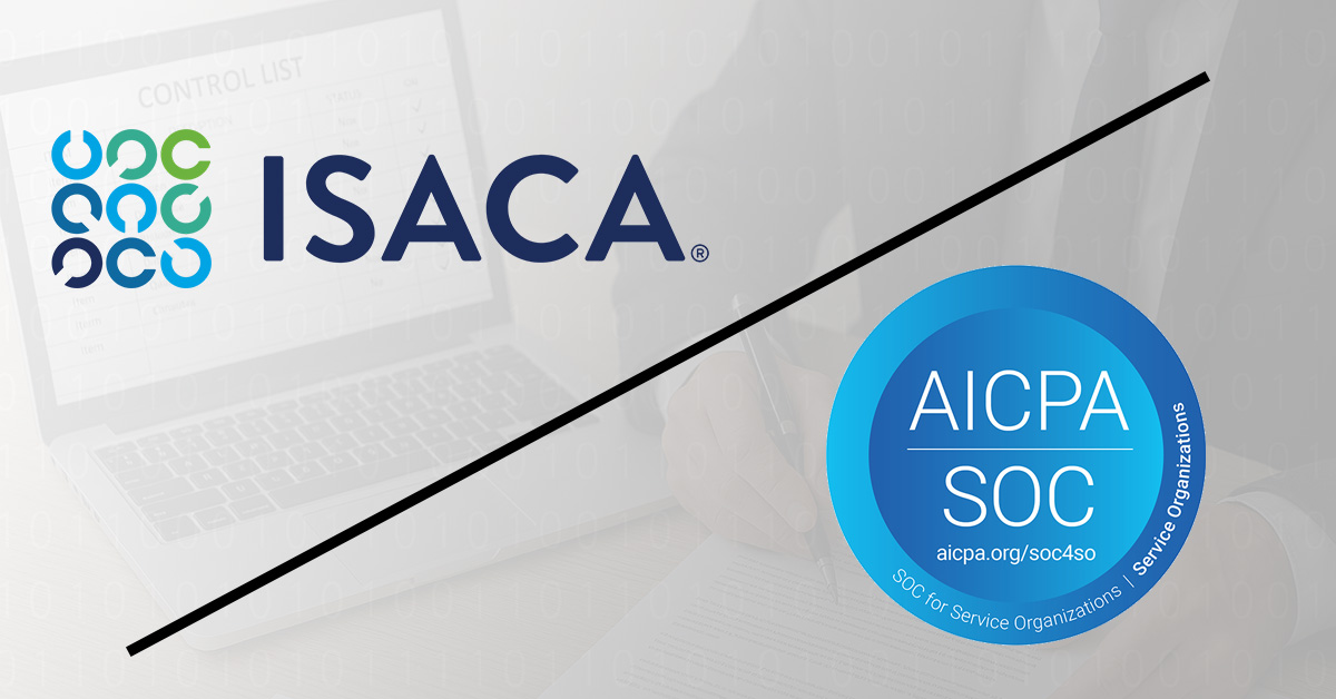 ISACA and the AICPA SOC 2 Logo - Set to compare the two organizations accompanying the article.